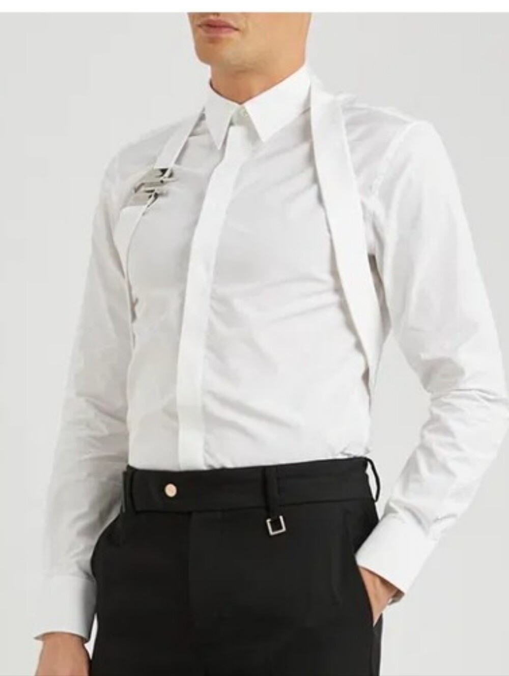 Givenchy Mens Harness Poplin White Cotton Shirt Small